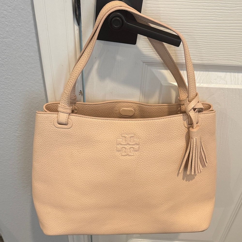 Tory Burch Mauve Leather Tote with Tassel